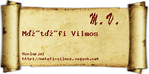 Mátéfi Vilmos névjegykártya