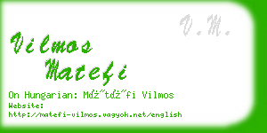 vilmos matefi business card